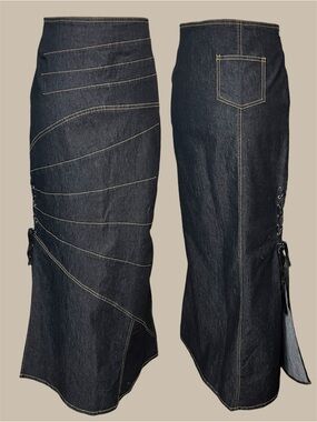Y2K Women’s Dark Denim Jean Maxi Skirt